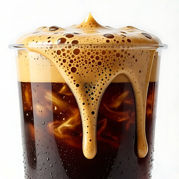 Nitro cold brew coffee with creamy foam cascade