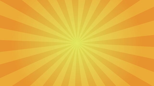 Radiating sunburst background with bold striped rays from center. Colorful retro radial beams create energetic motion visual . colorful sunburst motion background video in 4k.