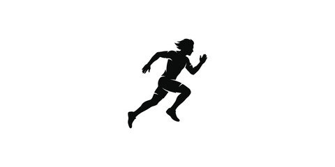 Obraz premium Athlete Running Silhouette Isolated on White
