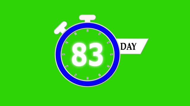 Only 83 days left, countdown animation video for events; stopwatch timer showing 0 to 83 days, clean motion graphic clip for promotions and sales.
