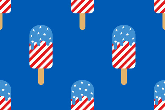 Patriotic Ice Cream Pops Pattern Design Vector