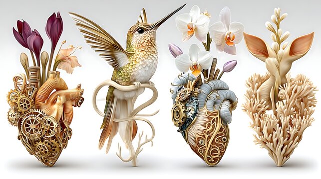 Mechanical hummingbird floating stone high resolution image