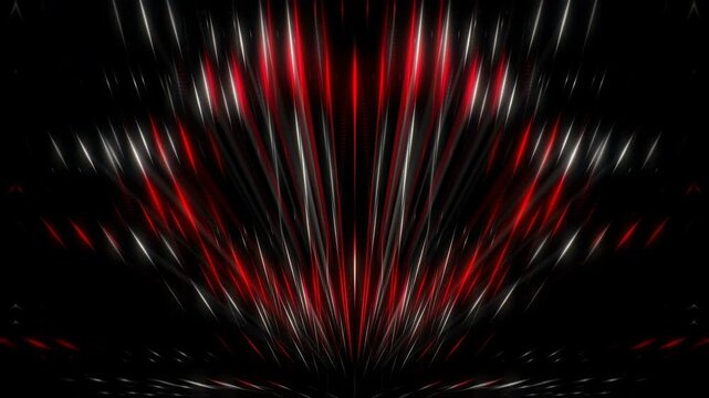 Glowing white lines rotating in fan shape on black background, minimal abstract animated seamless VJ loop