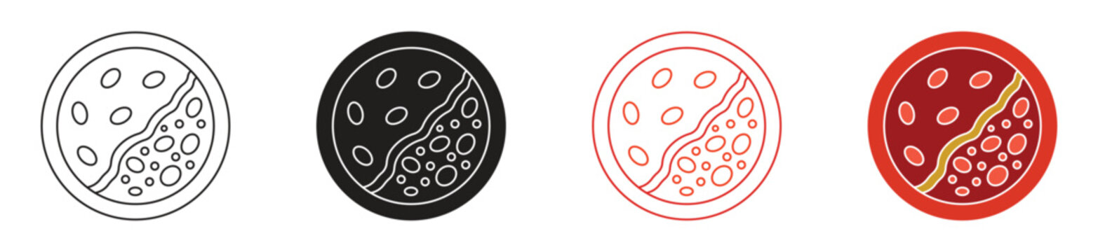 Fat in blood icon set.  High cholesterol pictogram.  Vector illustration isolated on a white background.
