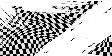 Obraz premium Checkered flag wave on white background design for sport race championship vector illustration.