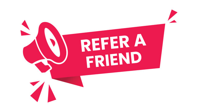 Refer a Friend Speech Bubble. Referral Program Banner for Customer Rewards, Marketing Promotion and Business Growth Vector Illustration