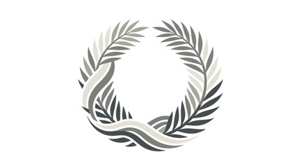 Obraz premium Abstract wave wreath logo in monochromatic gray.