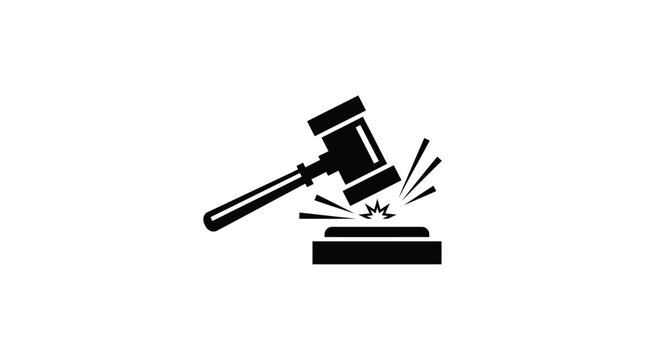 Gavel and sound block judicial auction icon symbolizing decision