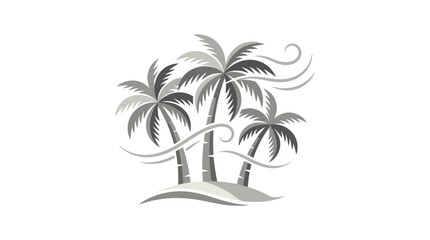 Obraz premium Tropical palm trees on island with stylized wind.