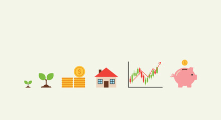 Fototapeta premium Flat Illustration Investment Planning For Life, Family And Bussiness