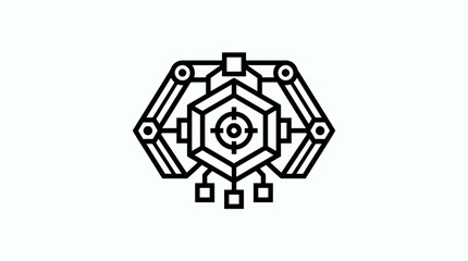 Fototapeta premium Abstract geometric hexagonal structure with symmetrical robotic design