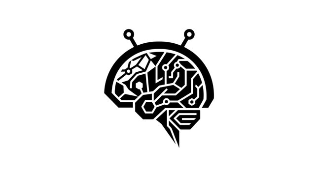 Black and white line art logo of a human brain shaped like a computer mouse