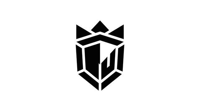 Geometric monogram letter m shield emblem black and white