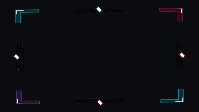Dynamic motion graphics with colorful corner accents for modern digital design.