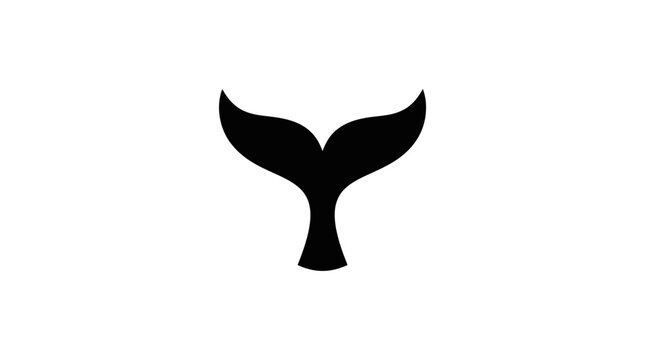 Black whale tail silhouette logo on white background