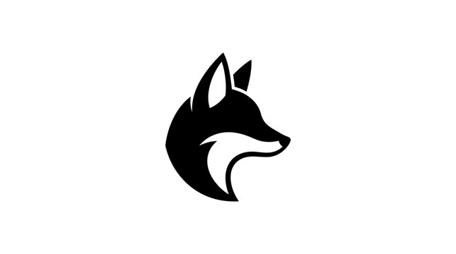 Minimalist black and white silhouette of a wolf head logo