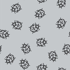 Obraz premium ladybug bug vector line seamless pattern ladybug bug sign illustration