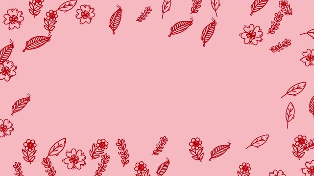 Botanical Floral Frame Animation with Copy Space on Turquoise Background for Text and Logo Placement