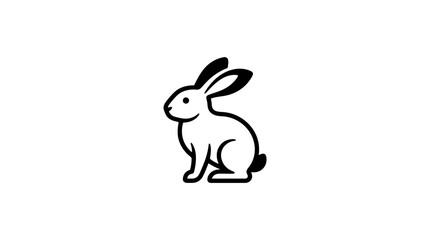 Naklejka premium Minimalist black and white line drawing of a sitting rabbit
