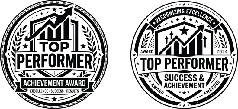 Top Performer Achievement Award Badge for Business Success and Recognition