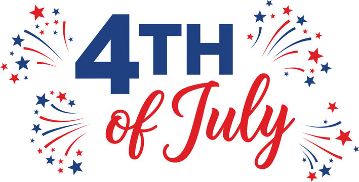 Festive 4th of july typography with fireworks and stars patriotic american independence day graphic