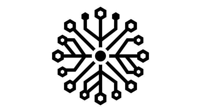 Geometric snowflake icon with circuit board pattern technology concept