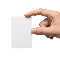 Obraz premium Hand holding blank white card or sign in front of body