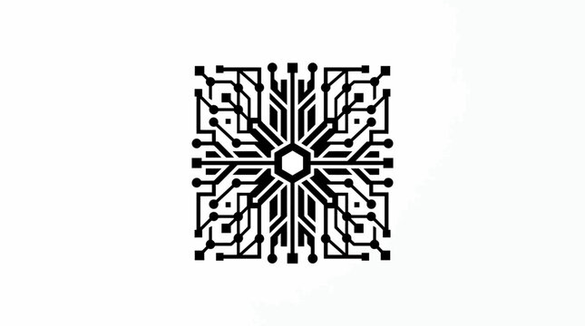 Abstract geometric circuit pattern with radial symmetry