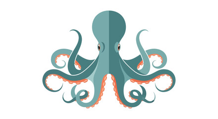 Teal colored octopus with tentacles spread. © ZulfiDwi