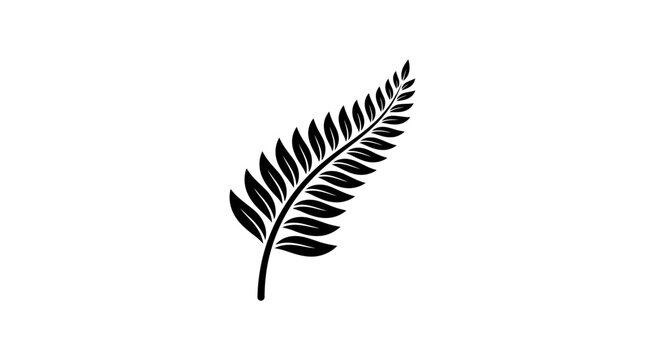 Silver fern leaf vector silhouette on white background