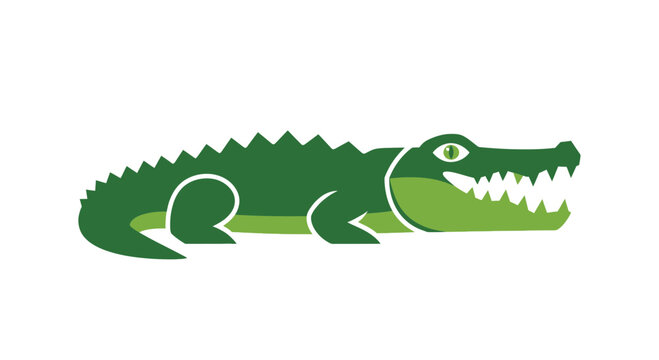 Green cartoon crocodile with sharp teeth.