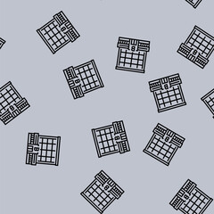 Naklejka premium urban bank building vector line seamless pattern urban bank building sign illustration