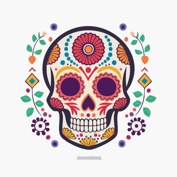 Day of the Dead Sugar Skull with Floral Decorations