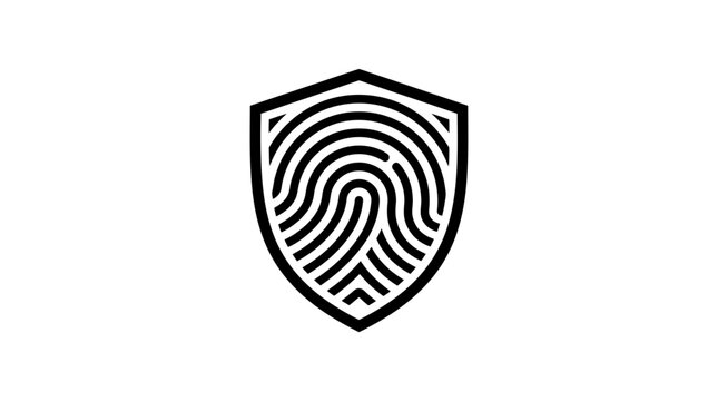 Security shield with fingerprint pattern for digital protection concept