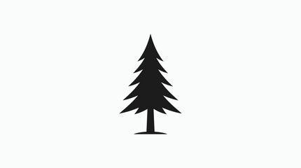 Obraz premium Simple black silhouette of a pine tree on a white background