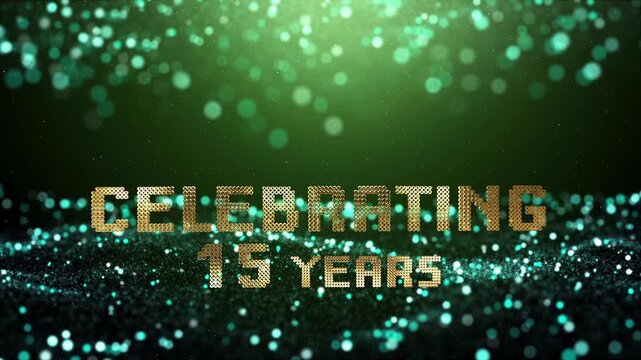 15 Years Celebration Greeting Text, Alpha Channel. Great for Greetings, Celebrations, Party Invitations, Festivals, Events, and Gifts