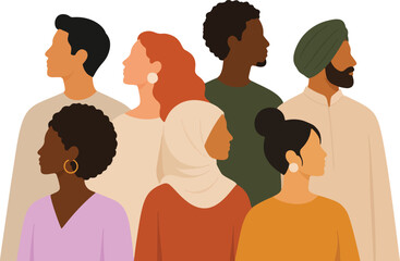 Fototapeta premium Diverse People Portrait Inclusion And Equality Illustration