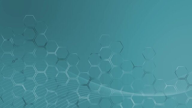 Futuristic hexagon network background animation, Abstract background hexagonal grid pattern and flowing lines, futuristic tech concept