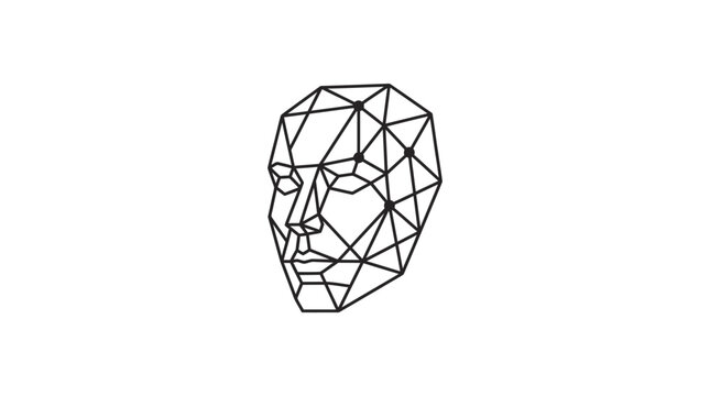 Abstract geometric wireframe human head on white background