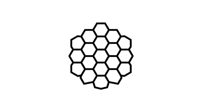 Geometric honeycomb pattern in black and white line art illustration