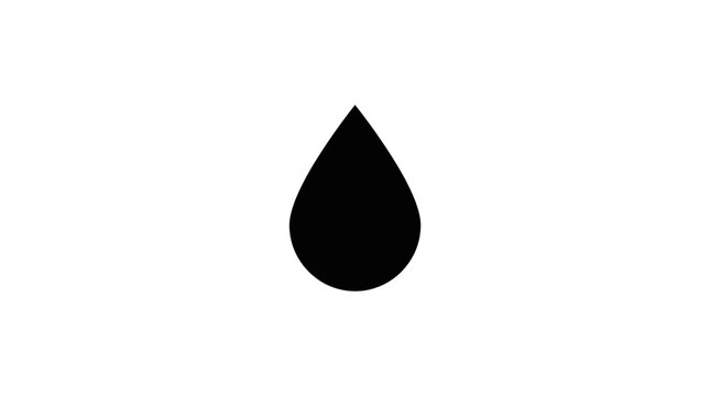 Simple black raindrop icon on white background