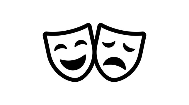 Classic comedy and tragedy theater masks icon