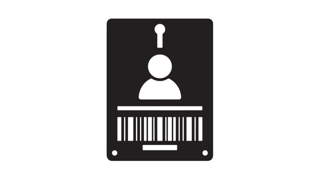 Identification card features a human silhouette icon and a barcode for security access verification.