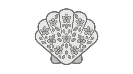 Ornate clam shell with symmetrical floral motif and pattern. © rafa