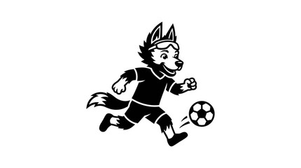 Cartoon Husky Dog Mascot Playing Soccer Ball © yudhi