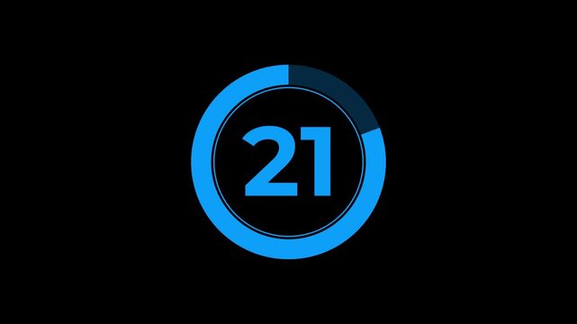 Circle countdown animation from 26 seconds to 0 seconds on a transparent background