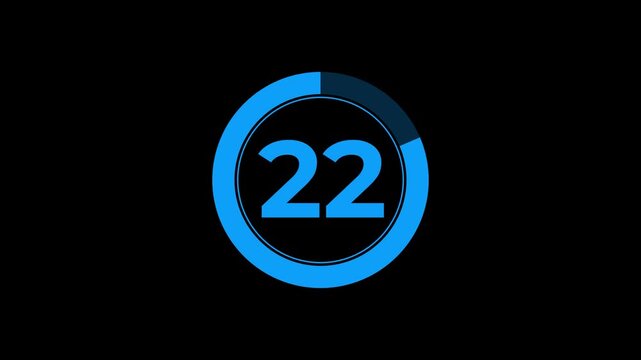Circle countdown animation from 27 seconds to 0 seconds on a transparent background