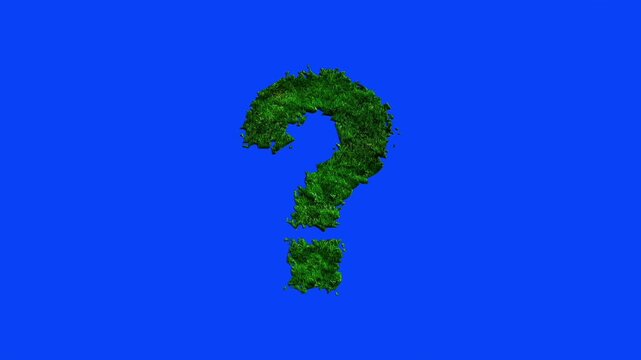 Grass texture question mark symbol animation with blue screen