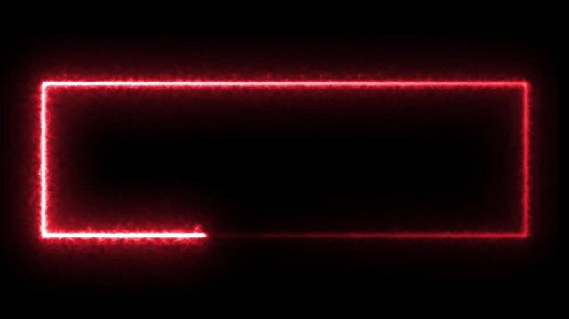 Red laser energy rectangular border with smoke effect overlay and cyberpunk style glowing red border text box for video editor or live streaming screen design frame loop black screen background. 4k