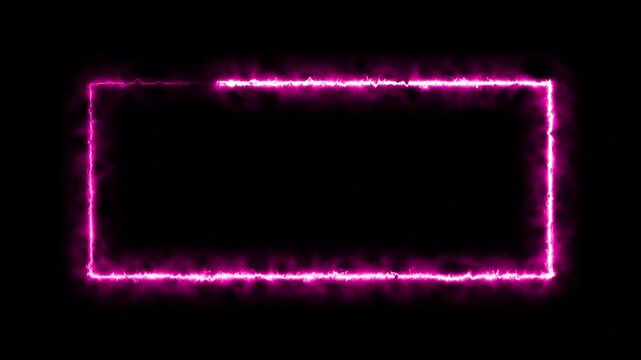 cyberpunk style glowing pink border text box for video editor with modern digital tech frame line animation loop and creative futuristic neon light banner black screen background for social media. 4k